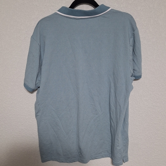 DKNY Men's Textured Quarter-Zip Polo Shirt Blue Size XL Short Sleeve - Picture 3 of 5